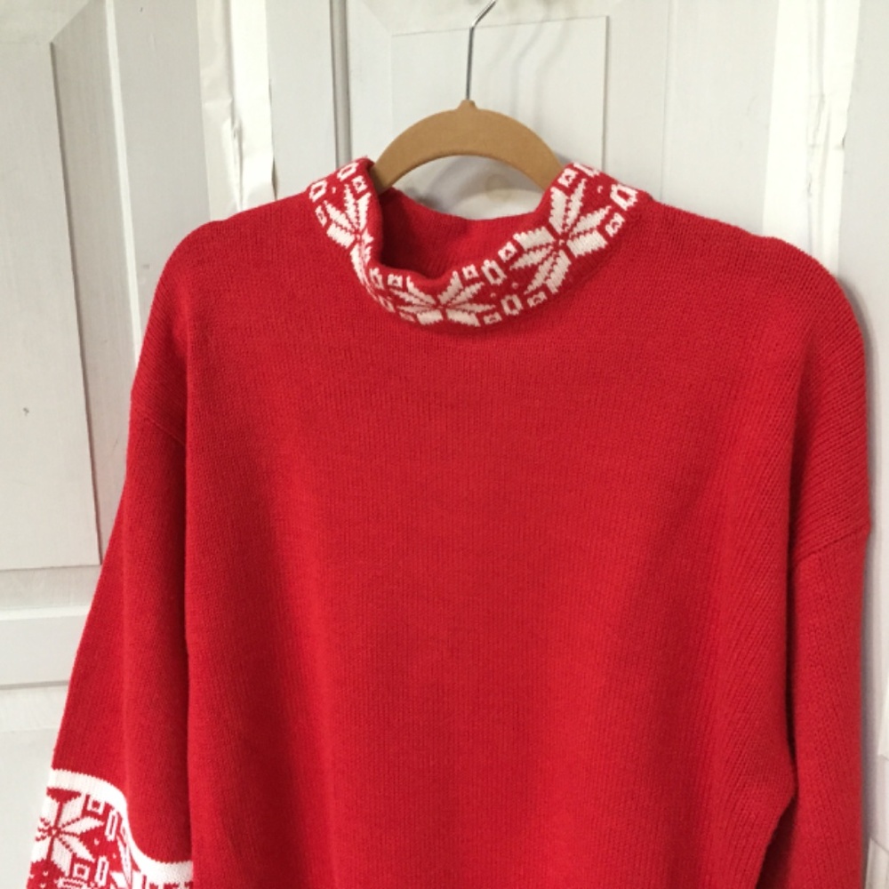Red Snowflake Women's Sweater - Picture 12 of 15